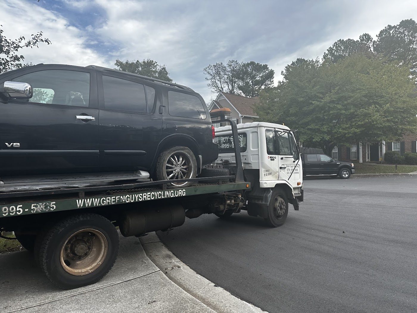 Van picked up from a driveway